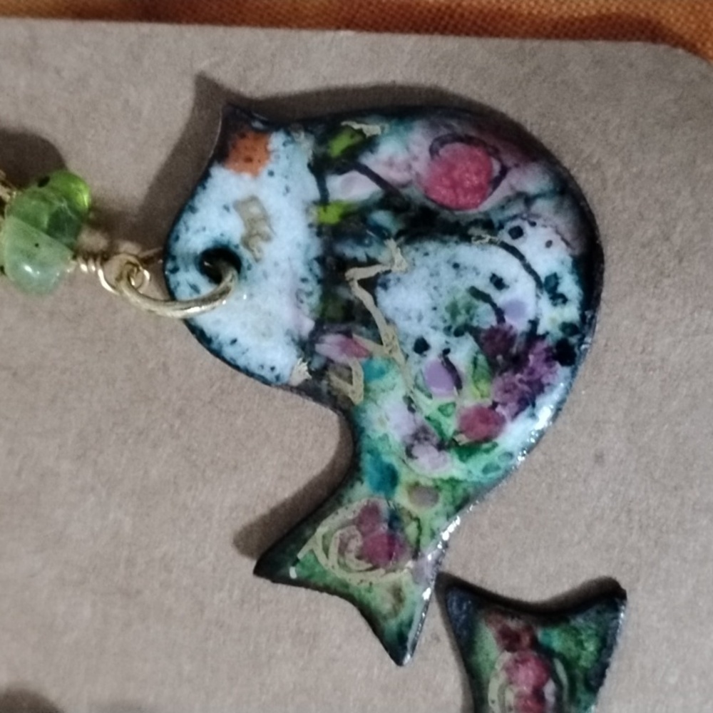 Hand Crafted Colorful Peridot Bird Earrings - Picture 5 of 7
